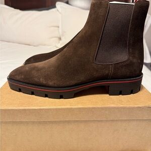 Christian Louboutin Alpinosol Brown Suede Chelsea Boots 12/45